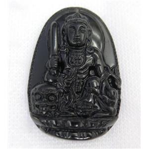 black Obsidian buddha pendant, approx 33-52mm