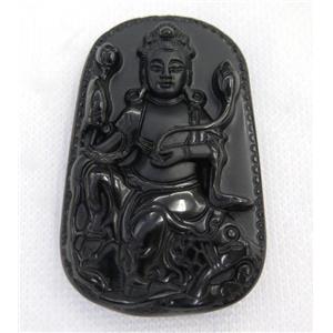 black Obsidian buddha pendant, approx 37-60mm