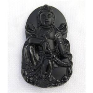 black Obsidian buddha pendant, approx 36-65mm