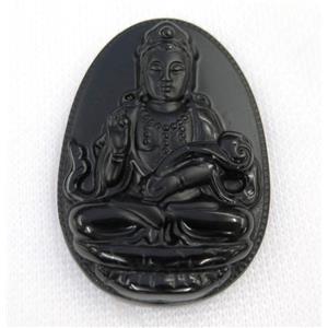 black Obsidian buddha pendant, approx 40-56mm