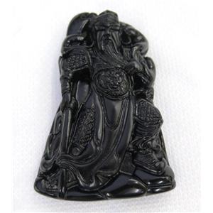 black Obsidian buddha pendant, approx 38-60mm