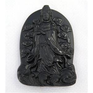 black Obsidian buddha pendant, approx 41-63mm