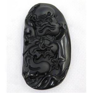 black Obsidian buddha pendant, approx 38-72mm