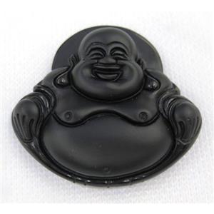 black Obsidian buddha pendant, approx 50-45mm