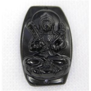 black Obsidian buddha connector, approx 22-35mm