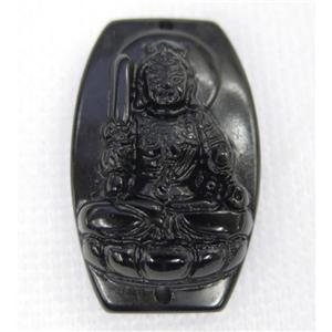 black Obsidian buddha connector, approx 22-35mm