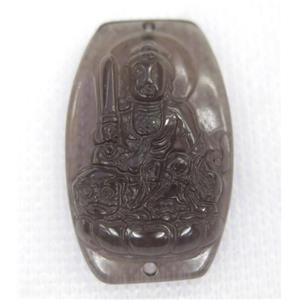 smoky Obsidian buddha connector, approx 22-35mm