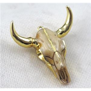 resin pendant, BullHead, gold plated, approx 45-50mm