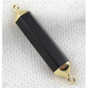 black obsidian bullet connector, gold plated, approx 8x40mm