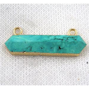 green turquoise connector, bullet, gold plated, approx 12-35mm