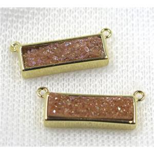 gold champagne Druzy Quartz pendant with 2loops, rectangle, approx 6-20mm