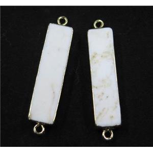 white turquoise connector, rectangle, gold plated, approx 8-40mm