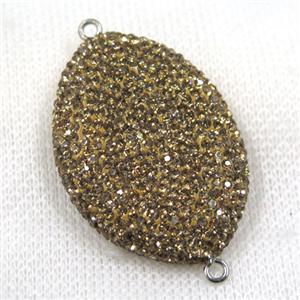 resin connector pave yellow rhinestone, oval, approx 28-40mm