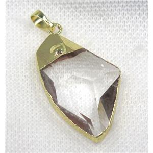 glass crystal pendant, black plated, freeform, approx 20-30mm