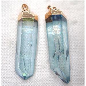 blue clear quartz pendant, stick, approx 15-65mm