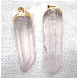 clear quartz pendant, stick, gold plated, approx 15-65mm