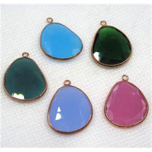faceted crystal glass teardrop pendant, mix color, approx 20x25mm