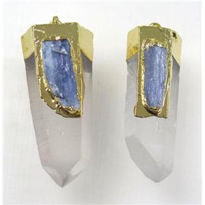 clear quartz pendant paved kyanite, gold plated, approx 15-50mm