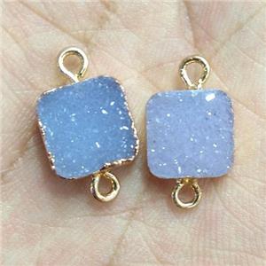 druzy agate connector, natural color, square, gold plated, approx 10x10mm