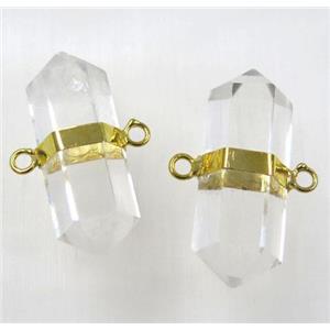 clear quartz connector, bullet, point, approx 12-30mm