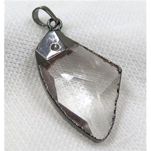 Crystal glass pendant, black plated, approx 24-40mm
