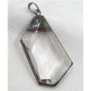 Crystal glass pendant, black plated, approx 30-50mm