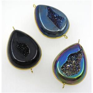 druzy agate geode teardrop connector, mix color, approx 30-40mm