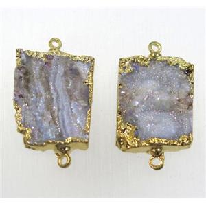 solar agate druzy rectangle connector, gold plated, approx 15-20mm