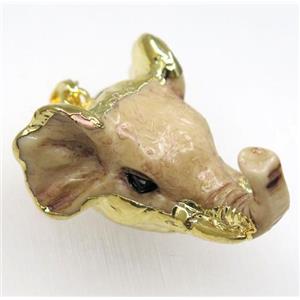 resin elephantHead pendant, gold plated, approx 30-40mm