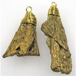 kyanite pendant, freeform, golden Electroplated, approx 15-55mm