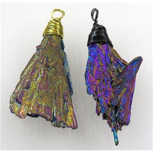 kyanite pendant, freeform, rainbow Electroplated, approx 10-25mm