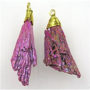 kyanite pendant, freeform, hotpink Electroplated, approx 15-55mm