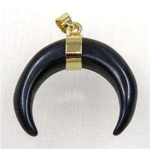 black cattle bone crescent pendant, horn, approx 30-35mm