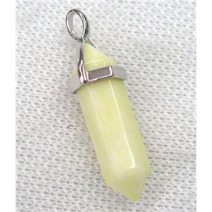 milk yellow jade bullet pendant, approx 10-30mm