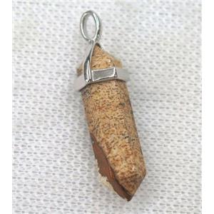 Picture Jasper bullet pendant, approx 10-30mm