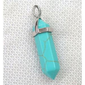 green turquoise bullet pendant, approx 10-30mm