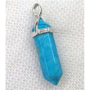 blue turquoise bullet pendant, approx 10-30mm