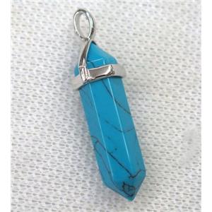 blue turquoise bullet pendant, approx 10-30mm