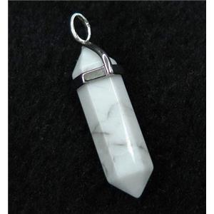 white howlite turquoise bullet pendant, approx 10-30mm