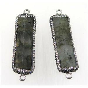 labradorite connector paved rhinestone, rectangle, approx 10-35mm