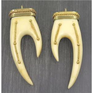 resin pendant, teeth, gold plated, approx 30-75mm