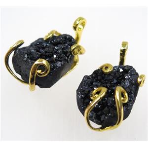 black druzy agate tortoise pendant, approx 15-30mm