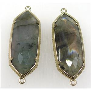 labradorite connector, faceted oval, gold plated, approx 17-40mm