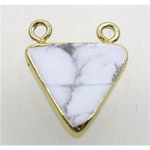 white howlite turquoise triangle pendant with 2loops, gold plated, approx 16x16x16mm