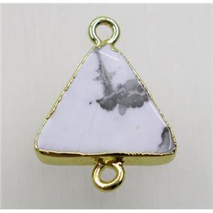 white howlite turquoise triangle connector, gold plated, approx 16x16x16mm
