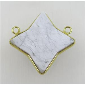 white turquoise star pendant with 2loops, gold plated, approx 20-27mm
