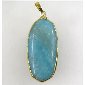 blue Amazonite pendant, gold plated, approx 15-33mm