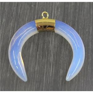 white opalite crescent pendant, gold plated, approx 30-35mm