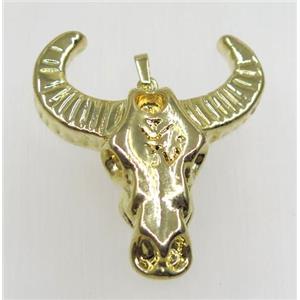 resin bullHead pendant, gold plated, approx 35-40mm