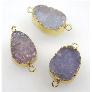 natural Agate Druzy connector, freeform, gold plated, approx 15-30mm
